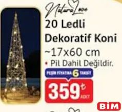 NATURALOVE 20 LEDLİ DEKORATİF KONİ 17X60 CM fiyat ve kampanya bilgisi